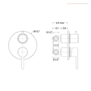 INCASSO DOCCIA CON DEVIATORE CROMO JACUZZI GRIP CROMO